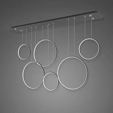 Altavola Design Ledowe okręgi LA076/P_180_in_3k_black Závesná lampa 6x130W/LED 3000K 7800lm IP44