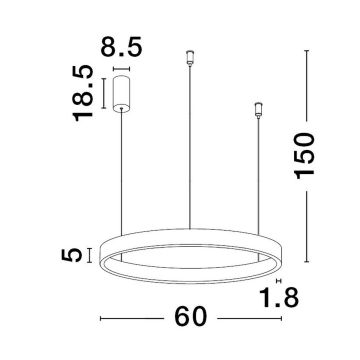 Nova Luce ELOWEN 9345662 Závesná lampa 1x60W/led 3000k IP20 2552lm