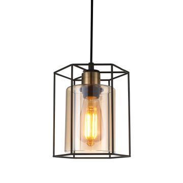 Italux KALULA PND-78901-1-BK+AMB Závesná lampa 1x40W/E27 IP20