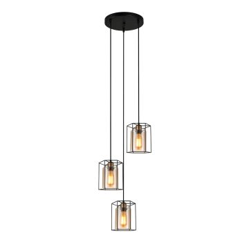 Italux KALULA PND-78901-3A-BK+AMB Závesná lampa 3x40W/E27 IP20