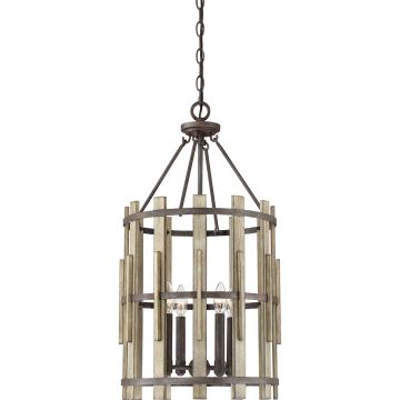 Quoizel WOOD HOLLOW QZ-WOOD-HOLLOW-4P Závesná lampa 4x60W/E14